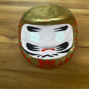 HANDCRAFTED Japanese Daruma Doll - Gold, good luck